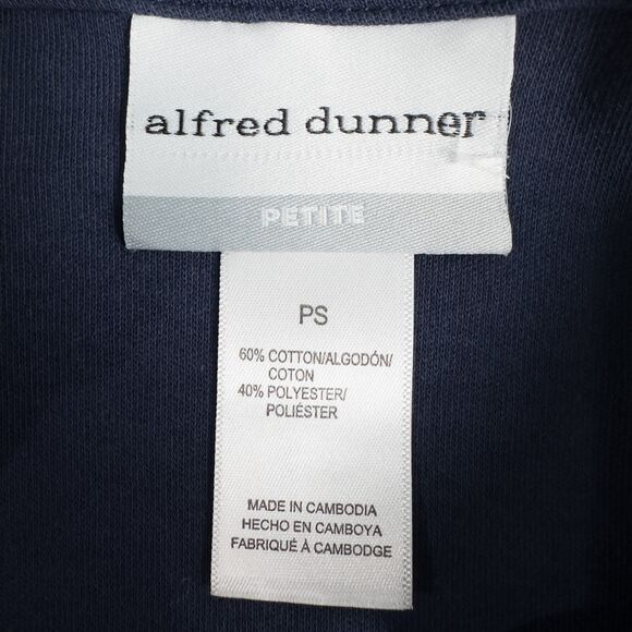Alfred Dunner Nautical Studded Grommet SS Top Navy Blue Womens Petite Small - Picture 3 of 15